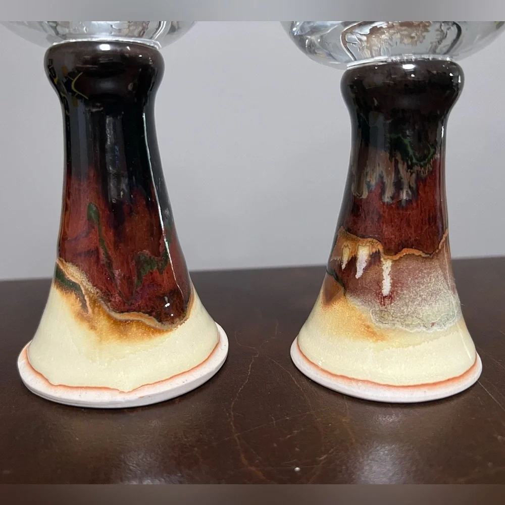 Set of 2 Studio Pottery Votive Candle Holders or Glasses
